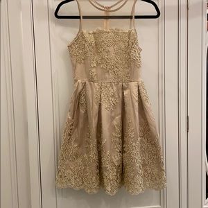 Gold Lace Overlay Fit-n-Flare, size 8